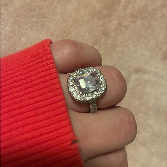 Radiant Silver and White Crystal Ring main image 9